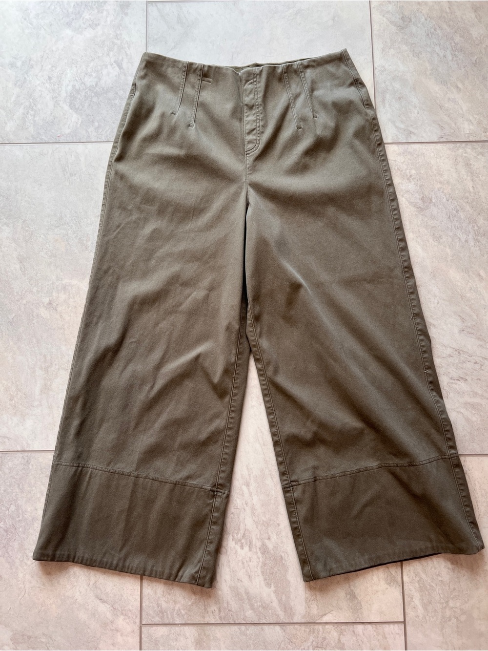 SPANX Twill Wide Leg Pull On Cropped Pants